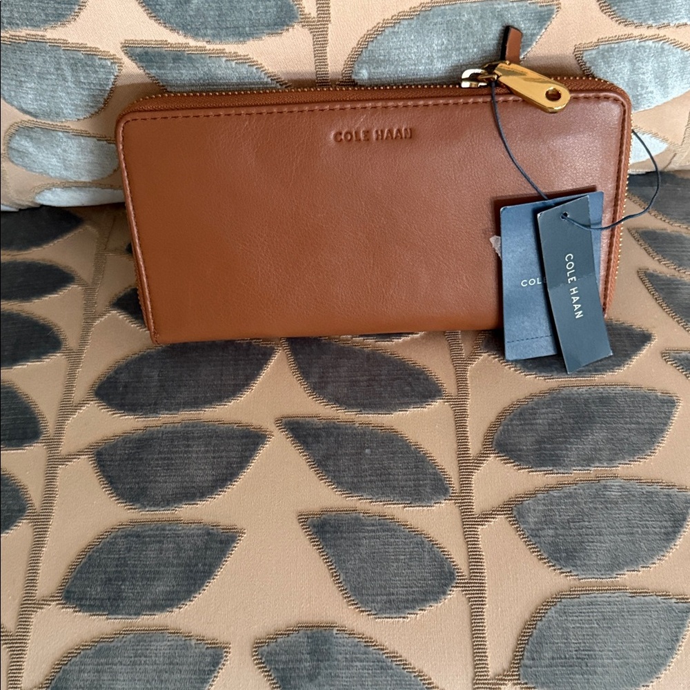 Cole Haan Women's Tan Leather Zip Around Wallet